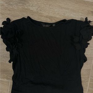 TED BAKER LONDON ruffle sleeve soft t shirt BLACK